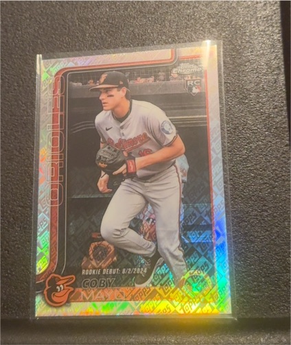 2025 Topps Chrome Update #USC94 Coby Mayo Rookie Debut X-Fractor — front