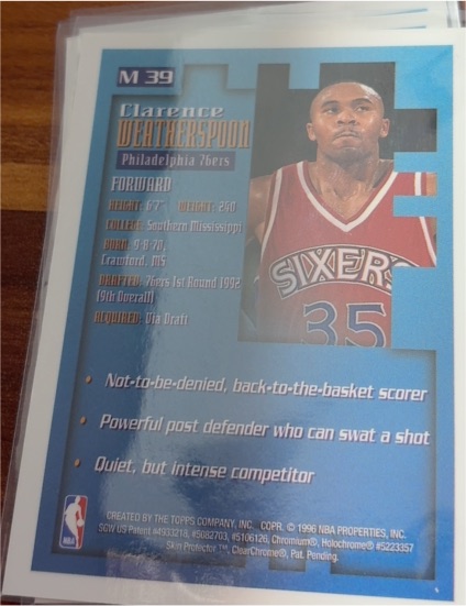 1996 Topps #M39 Clarence Weatherspoon — front