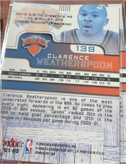 2001-02 Fleer #139 Clarence Weatherspoon — front
