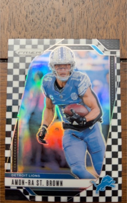 2024 Panini Prizm #95 Amon-Ra St. Brown Black and White Checkerboard Prizm — front