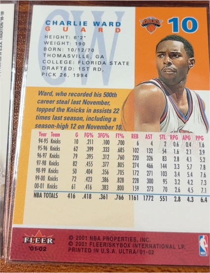 2000-01 Fleer Ultra #163 Charlie Ward — front