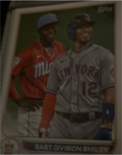 2022 Topps Series 1 #98 NL East Division Smiles Francisco Lindor, Jazz Chisholm Jr. — front
