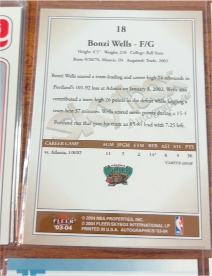 2003-04 Fleer #18 Bonzi Wells — front