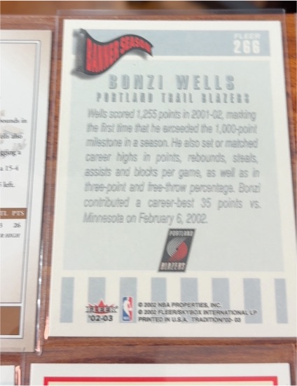 2002-03 Fleer Tradition #266 Bonzi Wells — front