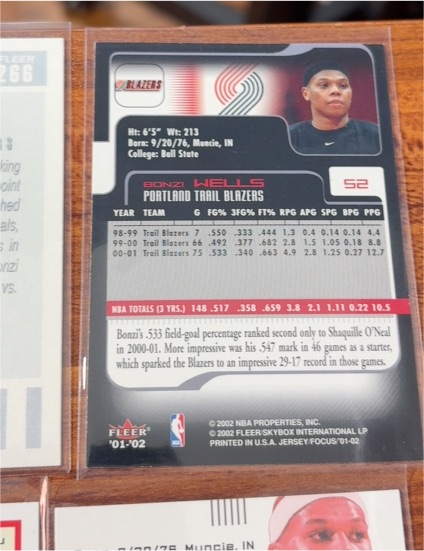 2001-02 Fleer #52 Bonzi Wells — front