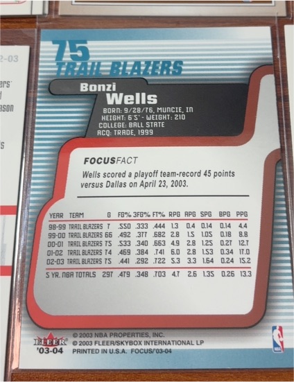 2003-04 Fleer Focus #75 Bonzi Wells — front