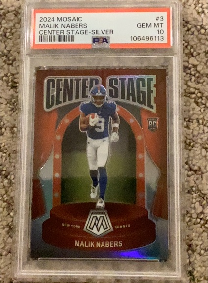 2024 Panini Mosaic #3 Malik Nabers Center Stage Silver — front