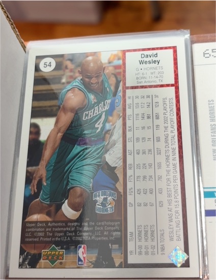 2002-03 Upper Deck Authentics #54 David Wesley — front