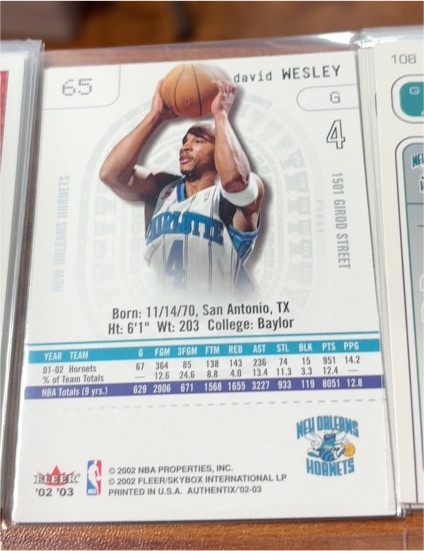 2002 Fleer #65 David Wesley — front