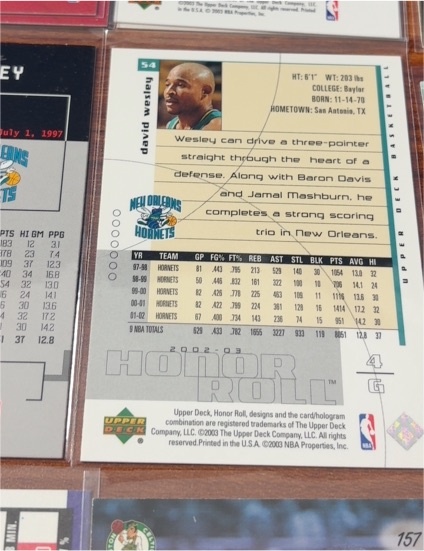2002 Upper Deck Honor Roll #54 David Wesley — front