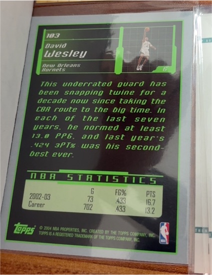 2003-04 Topps #103 David Wesley — front