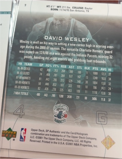 2000-01 Upper Deck #13 David Wesley — front