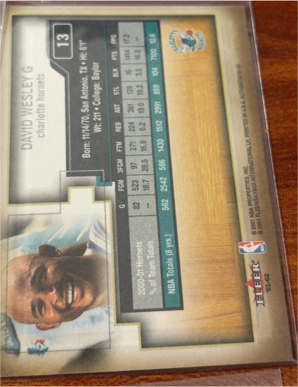 2001 Fleer #13 David Wesley — front