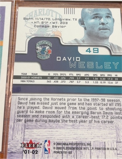 2001-02 Fleer #49 David Wesley — front