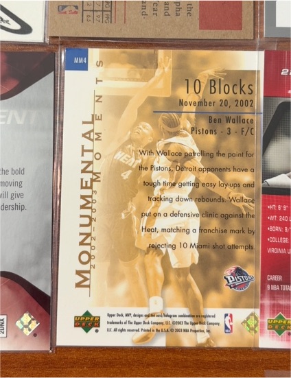 2003-04 Upper Deck MVP #MM4 Ben Wallace Monumental Moments — front