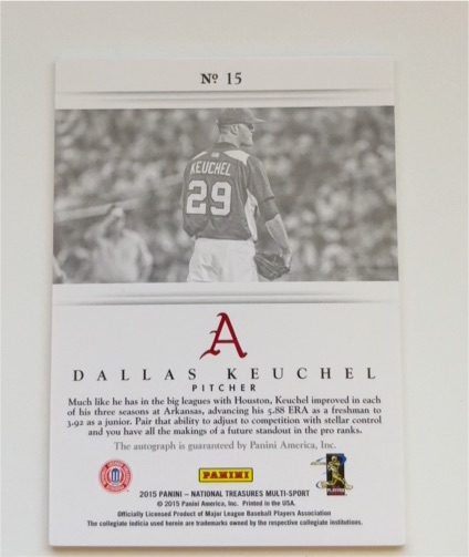 2015 Panini National Treasures #15 Dallas Keuchel — front
