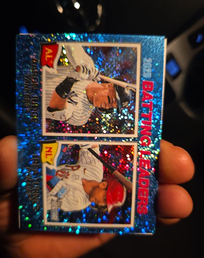 2026 Topps Heritage #1 2025 Batting Leaders Aaron Judge / Trea Turner — front