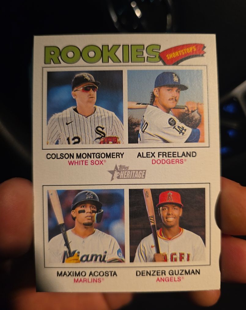 2026 Topps Heritage #390 Colson Montgomery Alex Freeland Maximo Acosta Denzer Guzman — front
