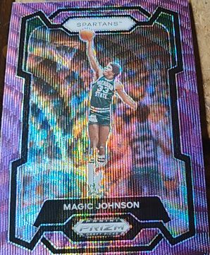 2024 Panini Prizm Draft Picks #23 Magic Johnson Purple Wave Prizm Michigan State Spartans — front