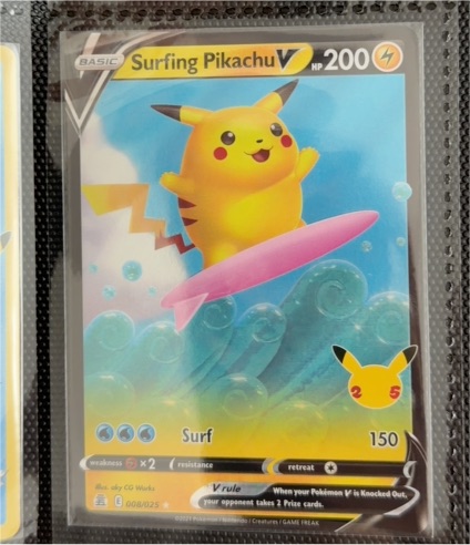 2021 Pokémon Celebrations #008 Surfing Pikachu V — front