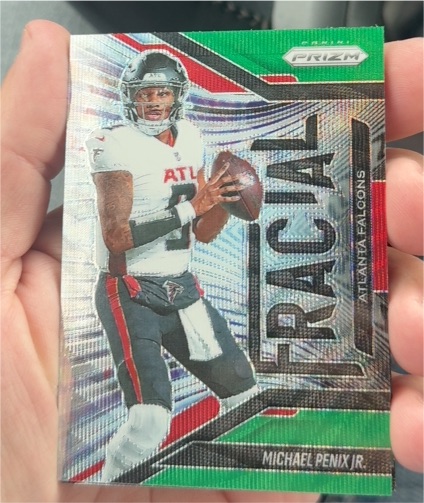 2025 Panini Prizm #10 Michael Penix Jr. Fractal Green Wave — front