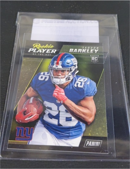 2018 Panini Player of the Day #R6 Saquon Barkley Rookie Card — front