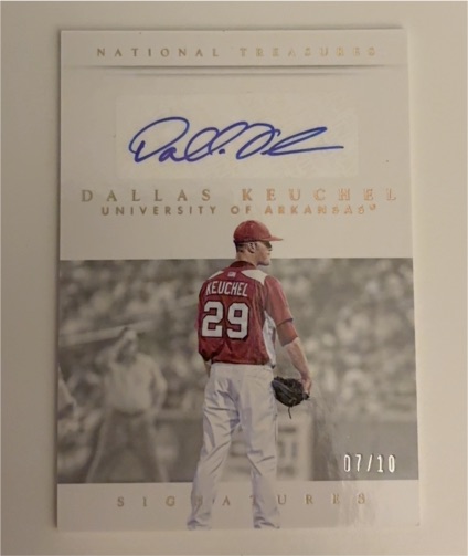 2015 Panini National Treasures #07/10 Dallas Keuchel University of Arkansas — front