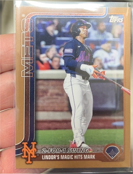 2025 Topps Update #US290 Francisco Lindor 2-For-1 Swing — front