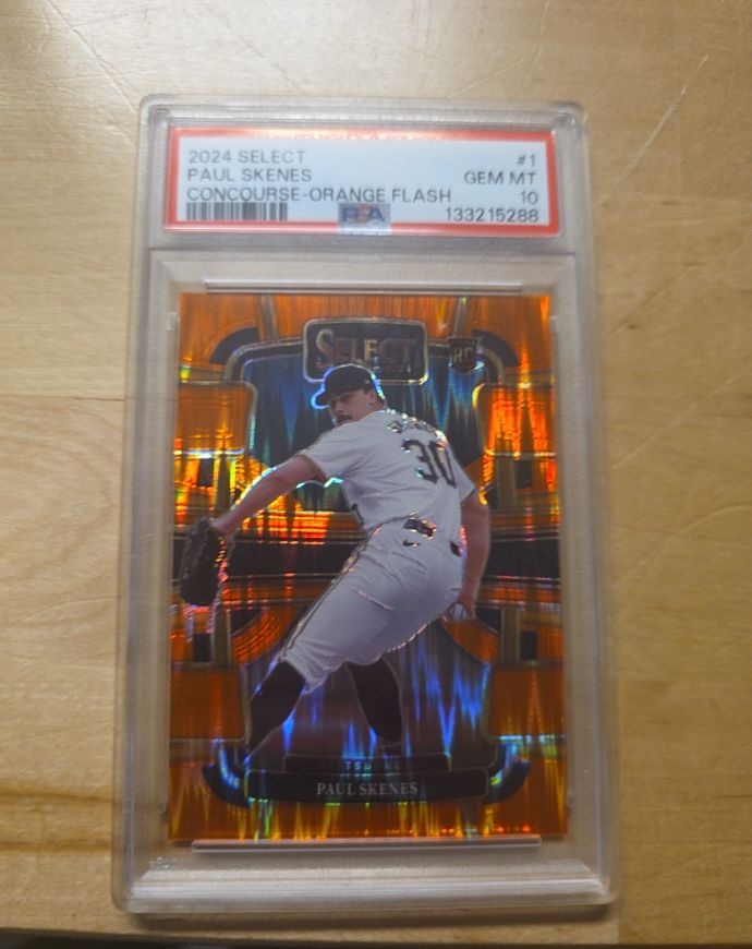 2024 Panini Select #1 Paul Skenes Concourse Orange Flash — front