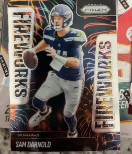 2025 Panini Prizm #3 Sam Darnold Fireworks — front