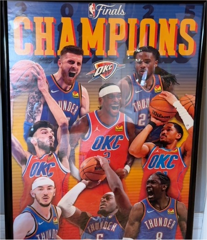 2025 NBA Finals Oklahoma City Thunder Champions Poster — front