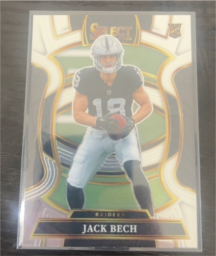 2025 Panini Select #6 Jack Bech Silver Prizm Raiders Rookie — front