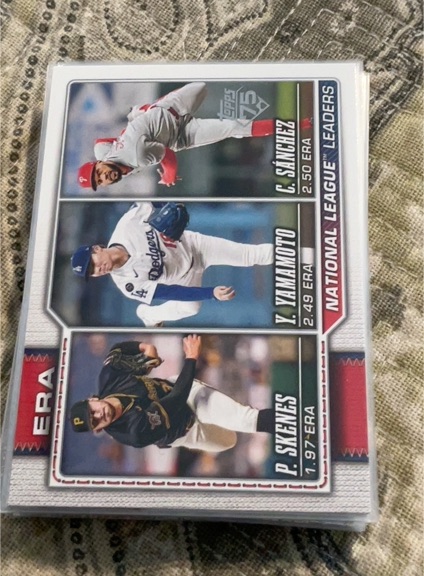 2026 Topps Series 1 #203 National League ERA Leaders Paul Skenes Yoshinobu Yamamoto C. Sanchez — front