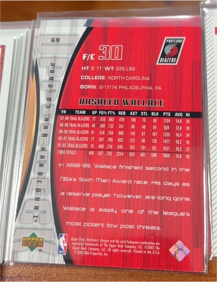 1998 Upper Deck Highway 99 #302 Rasheed Wallace — front