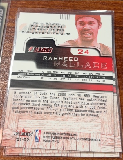 2000-01 Fleer #24 Rasheed Wallace — front
