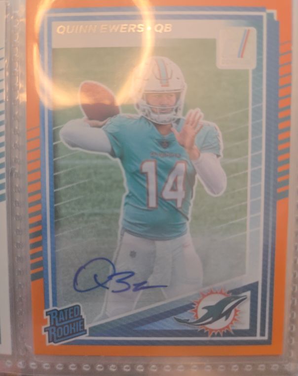 2025 Panini Donruss #342 Quinn Ewers Rated Rookie Orange Autographs — front