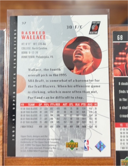 1995-96 Upper Deck #37 Rasheed Wallace — front