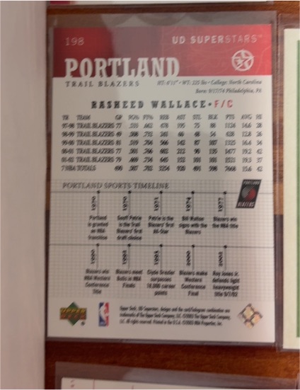 1999 Upper Deck #198 Rasheed Wallace — front