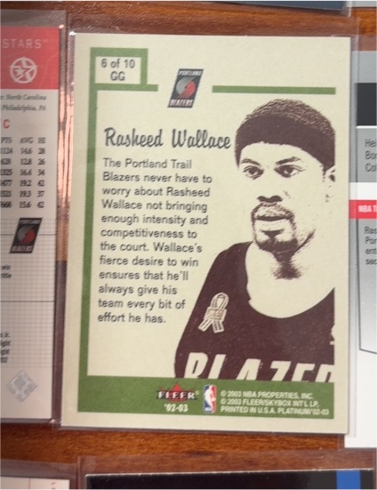 2002 Fleer Platinum #6 Rasheed Wallace — front