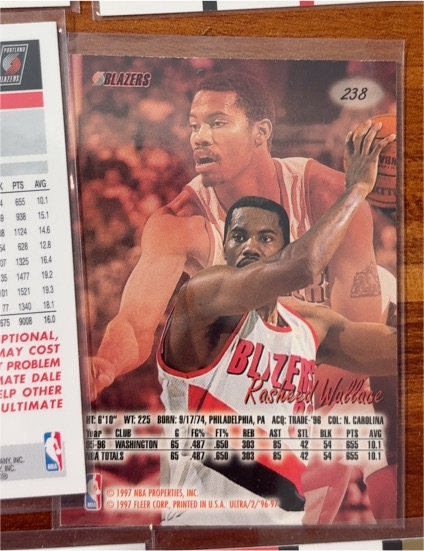 1996-97 Hoops #238 Rasheed Wallace — front