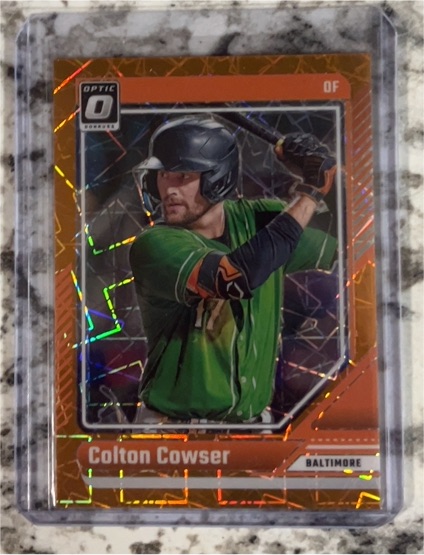 2024 Donruss Optic #15 Colton Cowser Orange Velocity Prizm Baltimore Orioles — front