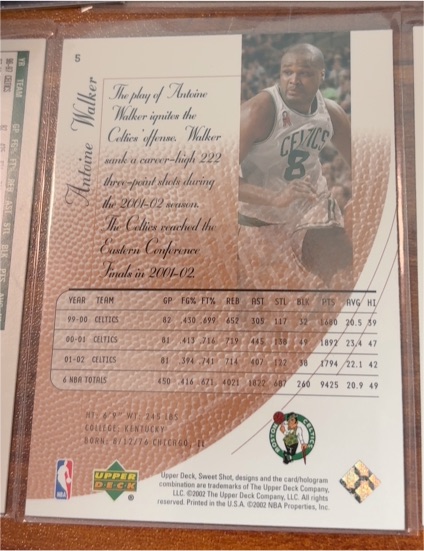 2001-02 Upper Deck Sweet Shot #5 Antoine Walker — front