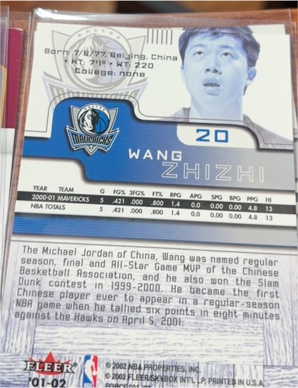 2001-02 Fleer #98 Wang Zhizhi — front