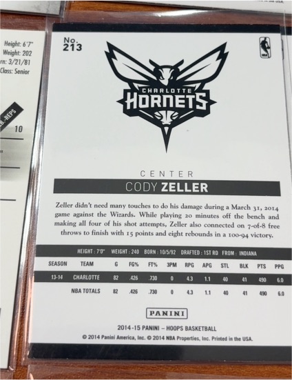 2014-15 Panini Hoops #213 Cody Zeller — front