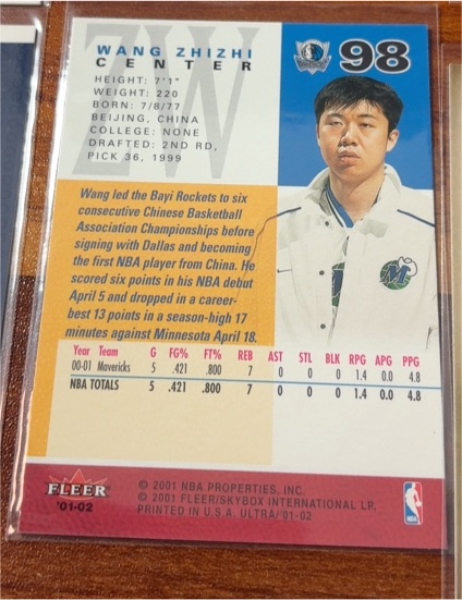 2001-02 Fleer Ultra #98 Wang Zhizhi — front