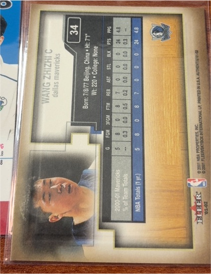 2001-02 Fleer Authentix #34 Wang Zhizhi — front