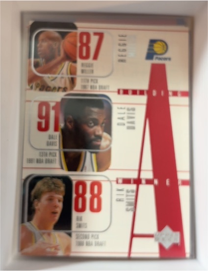 1996-97 Upper Deck #146 Reggie Miller, Dale Davis, Rik Smits — front