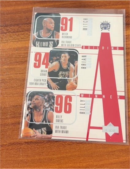 1996-97 Upper Deck #158 Mitch Richmond Brian Grant Billy Owens — front