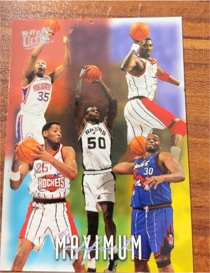 1996-97 Fleer Ultra Maximum Effort #148 Hakeem Olajuwon David Robinson Robert Horry Clifford Robinson Elliot Perry — front