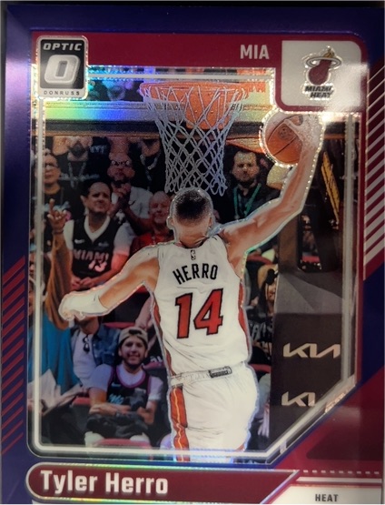 2024-25 Panini Donruss Optic #200 Tyler Herro Purple Prizm Miami Heat — front